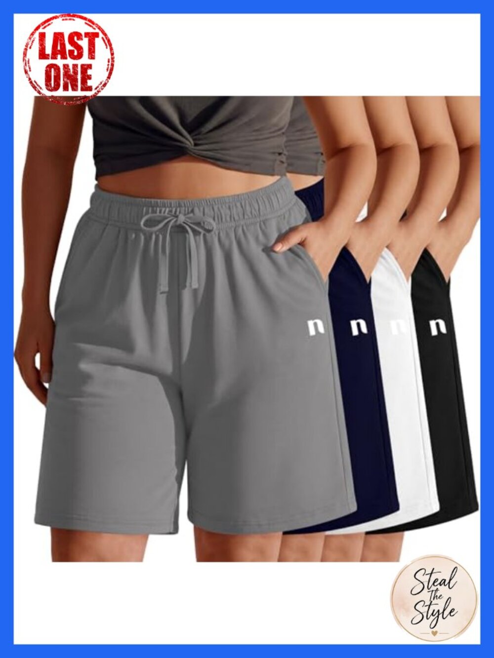 Plus Size Bermuda Shorts 4 Pack Cotton Spandex Athletic Lounge